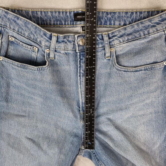 Free Assembly Jeans Womens 12 (33x30) Super High Rise Straight Patchwork Raw Hem - Picture 12 of 12